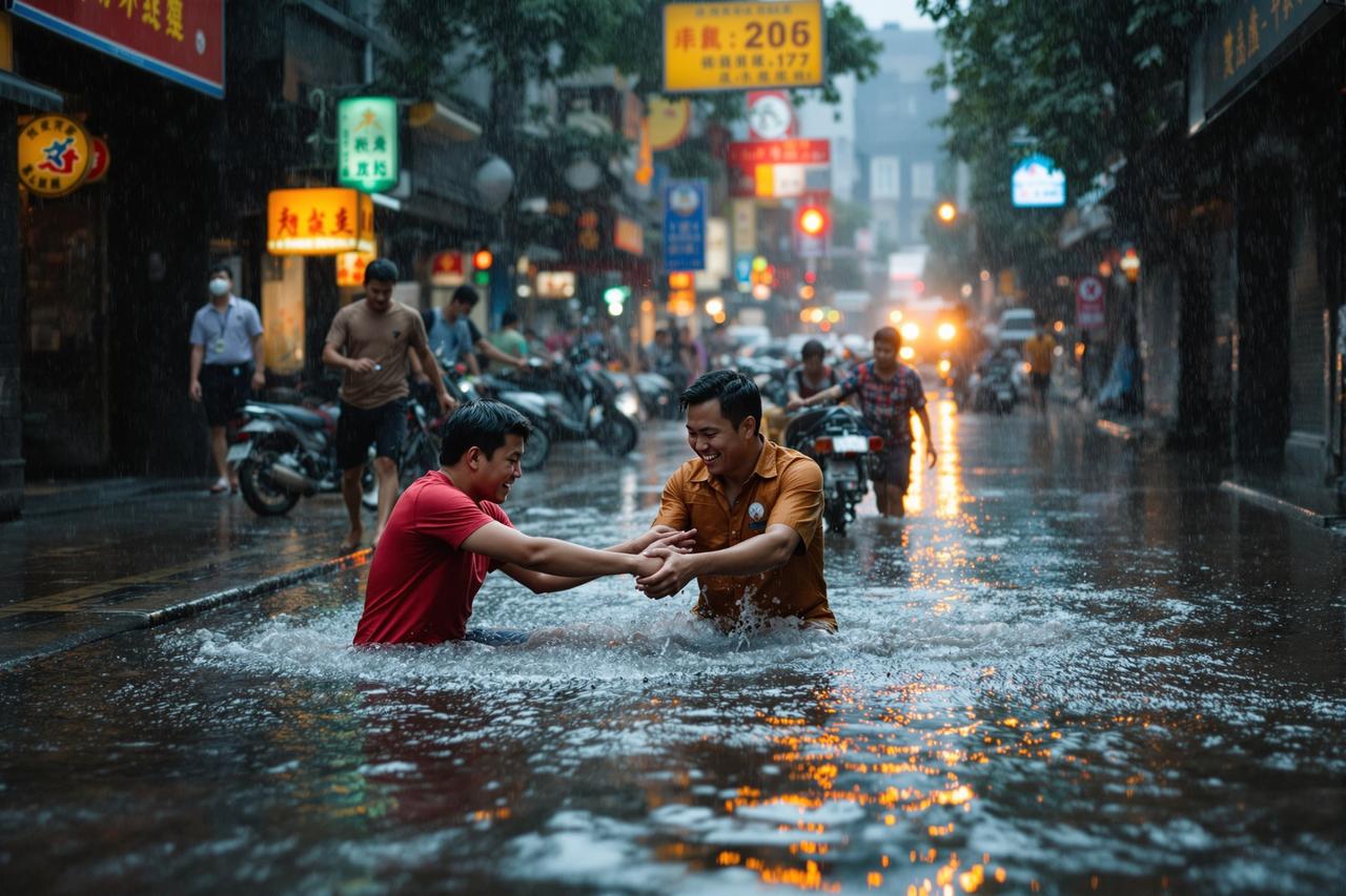 热点爆料资讯配图 - 某城市突降特大暴雨,全城多处被淹,市民自发组织救援,感人瞬间刷屏朋友圈